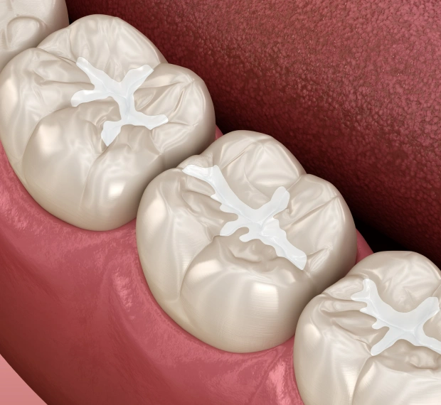 Dental sealants protecting molars from cavities