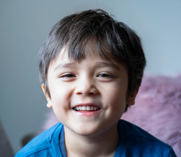 Happy child smiling during a dental visit
